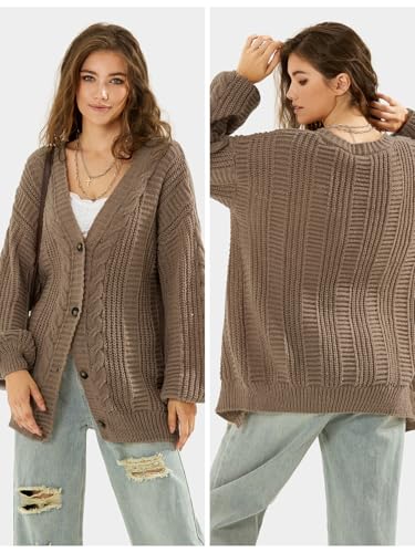 EXLURA Womens 2025 Oversized Cardigan Sweaters Fall Winter Lightweight Soft Knit Cardigan Open Front Button Outwear Coats4