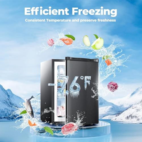Image of Electactic 2.1 Cu.ft Small Freezer, Mini Upright Freezer with 7 Adjustable Thermostat, Removable Shelves, Reversible Single Door, for Bedroom /Home /Dorms /Apartment (Black)