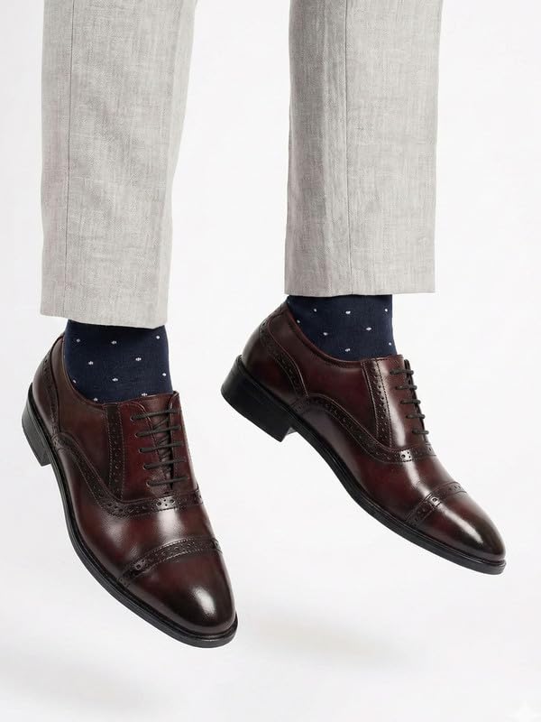 Image of FAUSTO Men Genuine Leather Formal Lace Up Brogue Shoes for Office | Meeting Event Shoes with Comfort