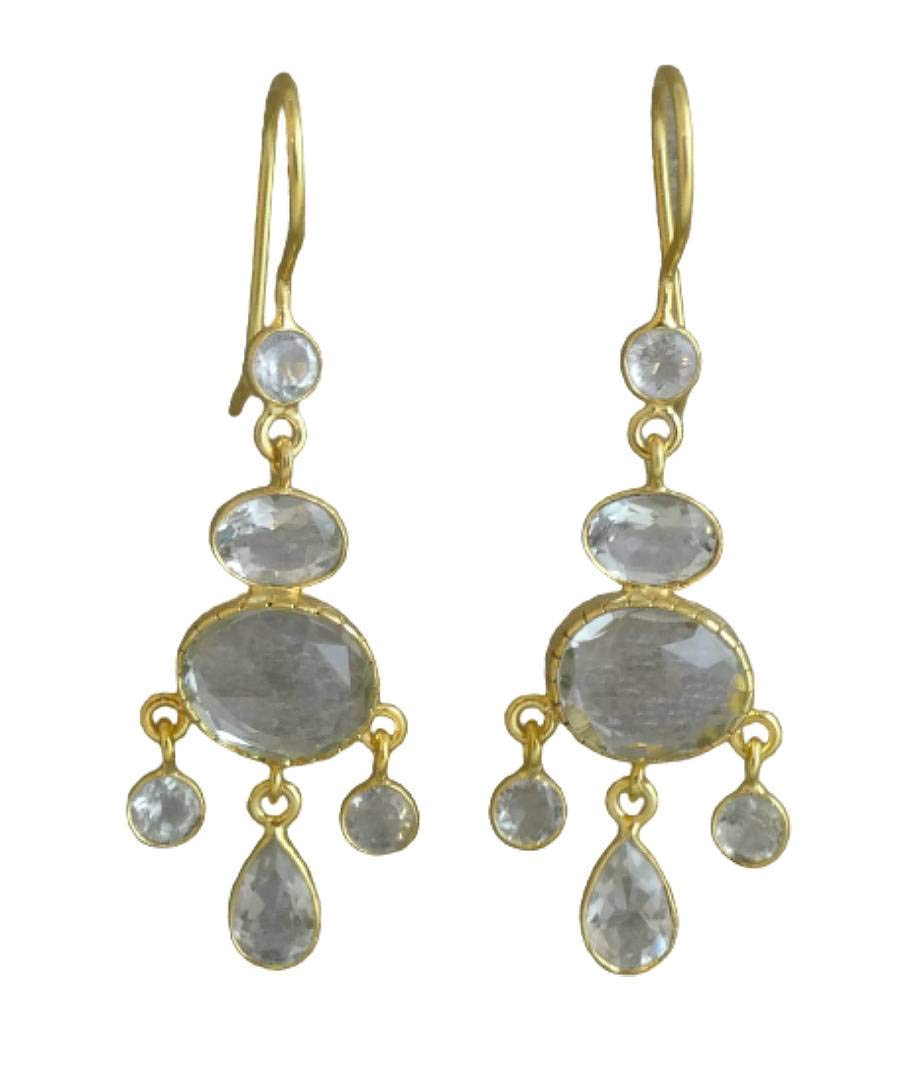 Orecchini Pendenti con Ametista Verde Sfaccettata in Argento 925 | Placcato Oro - Gioielli Eleganti Fatti a Mano da 5 cm - Design Raffinato per Cerimonia, Sera, Regalo Donna