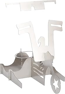 XTevu Rack de grelha de frango em forma de motocicleta – Suporte portátil de aço inoxidável para churrasco com suporte de lata de cerveja – Perfeito para grelhar ao ar livre e frango em lata de cerveja – Acessórios para churrasco