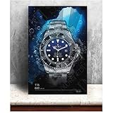 Tiiiytu Hauptdekoration Leinwand Rolex Mode Uhren Gemälde Wandkunst Poster Bild für Nacht Hintergrund-50x70cm ohne Rahmen