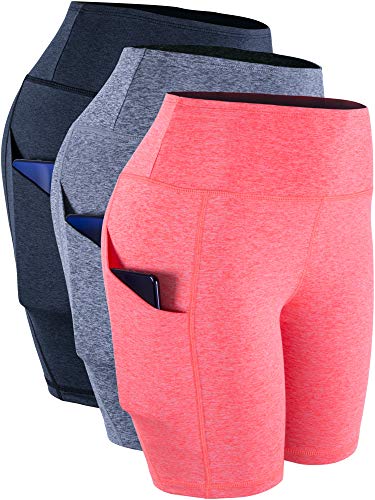 CADMUS High Waisted Compression Shorts for Women Bike Running Shorts Two Pockets