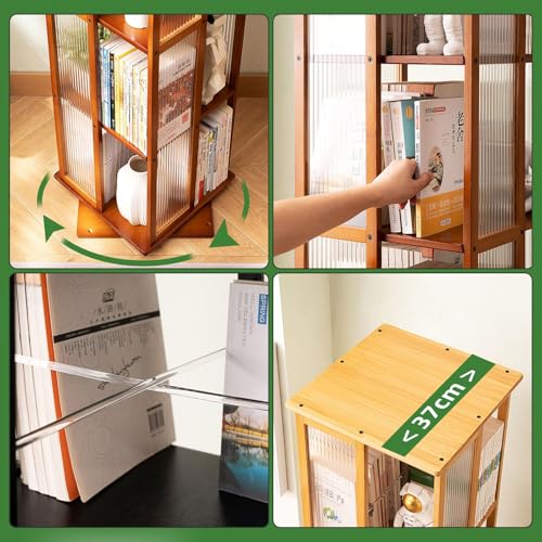 Estantería giratoria de bambú, acabado premium negro para esquinas del hogar 6