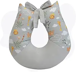 Almofada Amamentação Apoio Para Amamentar Mamãe E Bebê (Safari Cinza)