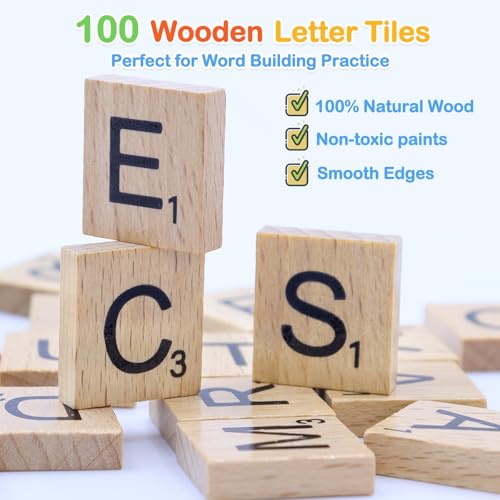 Humerry Spelling Game for Kids Ages 3-8, Word Building & Sight Word Games, Phonics Learning Toy with 100 Wooden Letter Tiles & 30 Double-Sided Flashcards, Preschool Kindergarten Early Reading Game — view 6