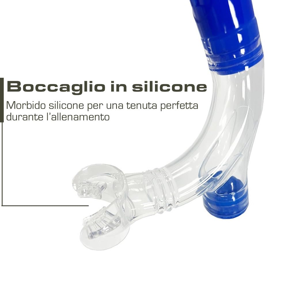 Boccaglio Frontale Nuoto Professionale | Tubo Respiratore Frontale per Allenamento Tecnico e Resistenza in Piscina | Snorkel Stabile ed Ergonomico per Nuotatori Agonisti e Amatoriali - Adulto