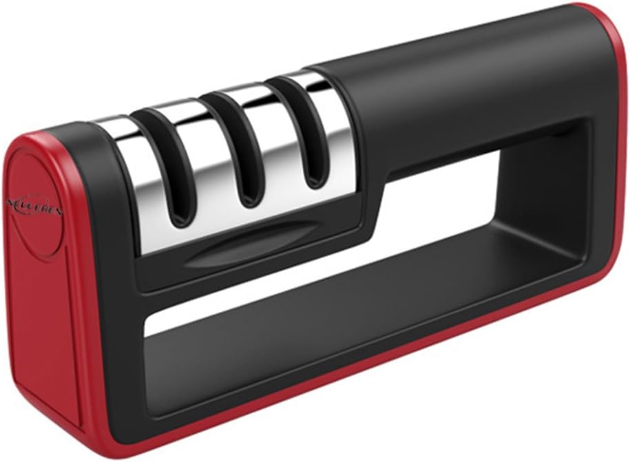 Neuleben Kitchen Knife Sharpener-3-Stage Knife Sharpening Tool Diamond Coated Wheel System for Straight Knives,Ceramic Knives,Scissors,Safe and Easy to Use