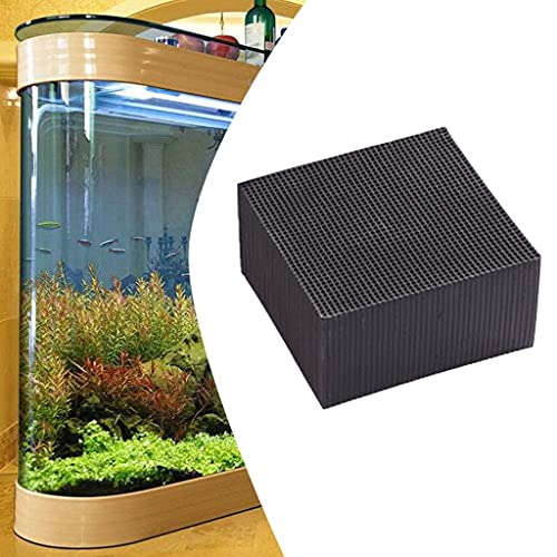 AAADRESSES Aktivkohle Wasserreinigungswürfel, Aquarium Nano Reinigungsmaterial, kann Verunreinigungen im Wasser Absorbieren, um Fischgeruch zu Entfernen,Schwarz,10 * 10 * 5cm Cover