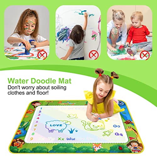 DICLLY Aqua Wasser Doodle Matte,120x90cm Super Groß Aqua Magic Doodle Matte,Malmatte Mit Wasserstift Werkzeuge Stempe Zubehör,fleckenfreier Malspaß mit Wasser,für 1 2 3 4 5 6 Jahre Alt Junge Mädchen