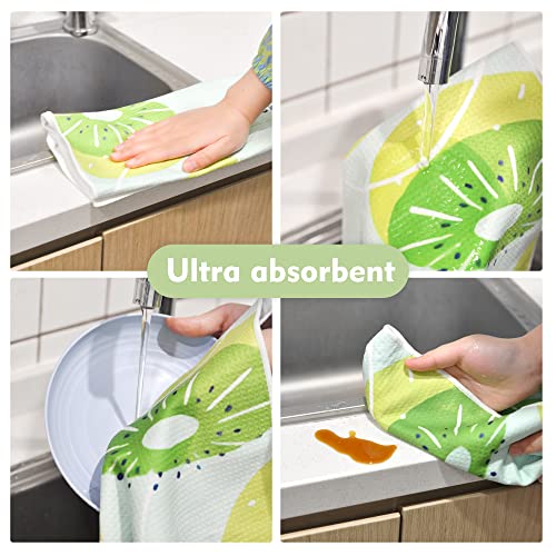 Rainleaf 4 Pack Waffle Funny Kitchen Towels,Absorbent Dishcloths Sets With Saying,Cute Waffle Weave Towel As Decorative Dish Towels, Hand Towels,Flour Sack Tea Towels Birthday,Housewarming Gift-Fruits #TOP4