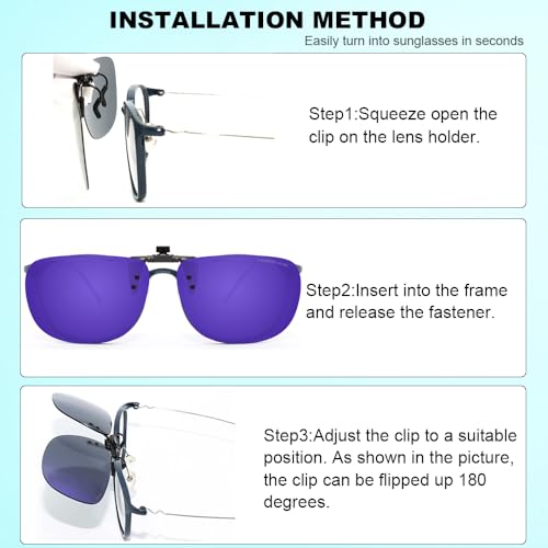 Image of MONICE Fishing Clip on Flip up Polarized Sunglasses Fit Over Prescription Glasses Driving UV Protection Gift Men Women
