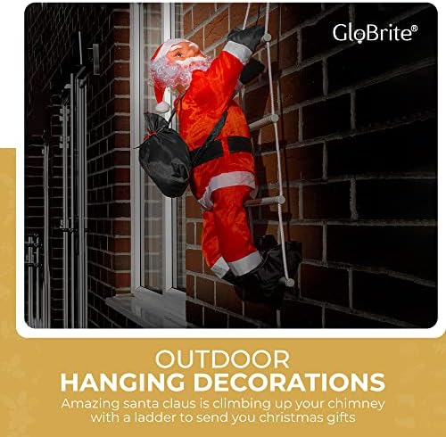 GloBrite 60cm Hanging Santa Climbing Rope Ladder Outdoor Christmas Garden Decoration