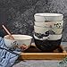 Lemecima 6 Pack Retro Ceramic Bowls, 4.5 Inch Japanese Chinese Bowl, 11 Oz Serving Dinner Set for Cereal, Salad, Dessert, Ice Cream, Rice, Noodles, Soup, Fruit, Dishwasher Microwave Safe
