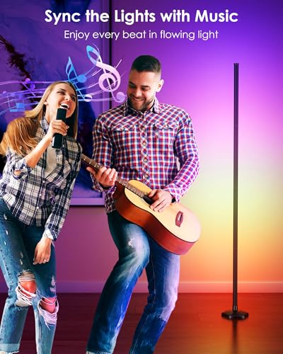 Image of Led Corner Lamp, 65 inch Color Changing Corner Lamp with Remote Control, Rgb Dimmable Music Sync Floor Lamp, Modern Smart Floor Lamp