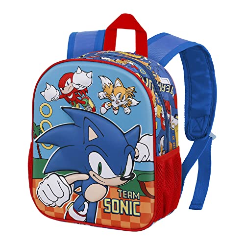 Sega-Sonic Team-Mochila 3D Pequeña, Azul, 26 x 31 cm, Capacidad 8.5 L