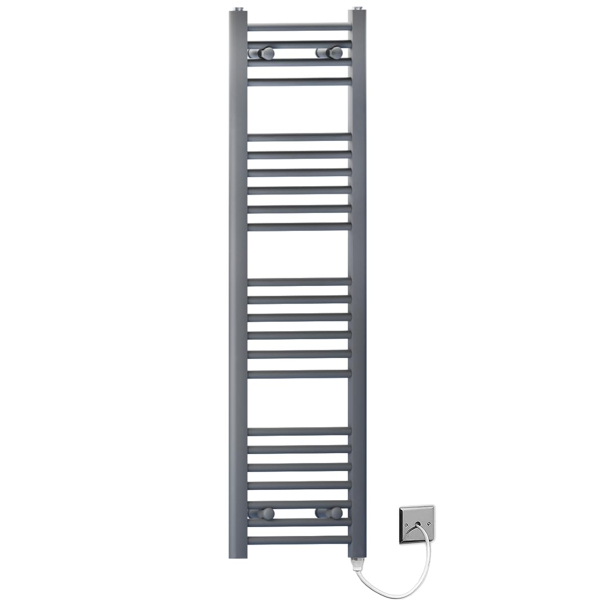 Myhomeware 400mm Wide Anthracite Grey Flat Electric Pre-Filled Heated Towel Rail Radiator For Bathroom Designer UK (400mm x 1200mm (h))
