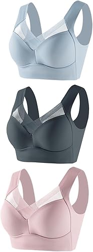 Paquete de 12345 brasieres para mujer, sexy, de malla cruzada, transpirable, con realce activo, cómodo, soporte de alto impacto, sujetadores diarios