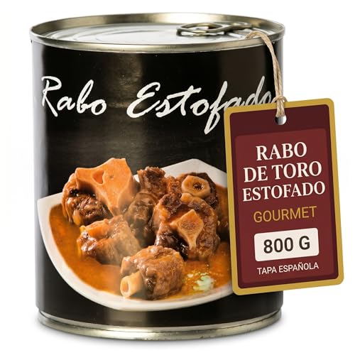 POLGRI Rabo de Vacuno Estofado 800g Receta Manchega Artesana 1967 Sin Conservantes Sin Colorantes Rabo de Toro 45% Carne Listo para Calentar Gourmet Español Plato Preparado Conserva en Lata Metalica