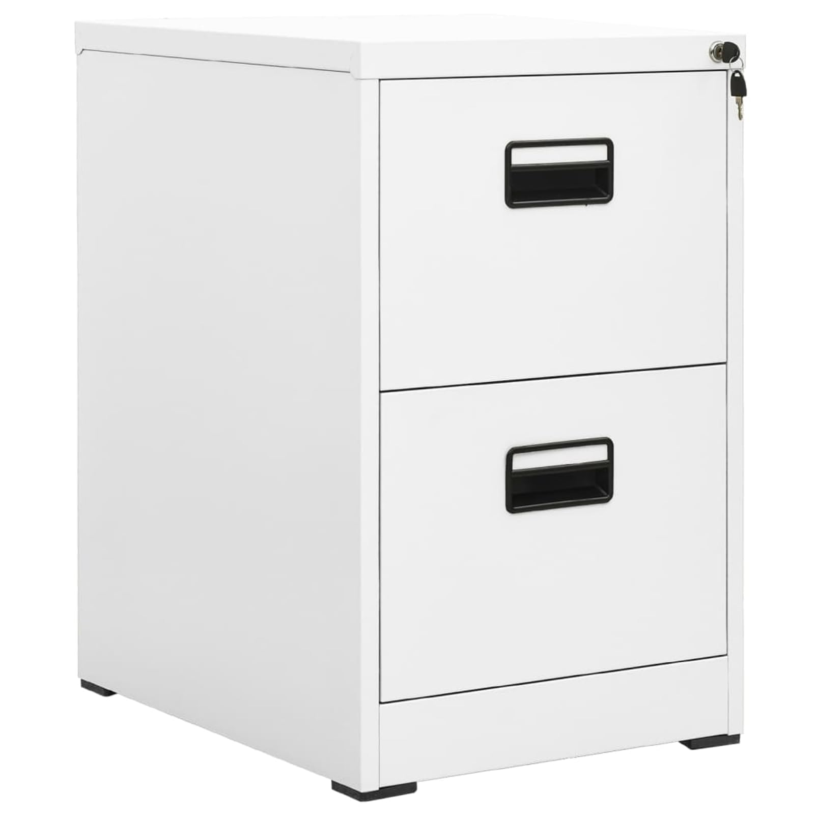 Aktenschrank Stahl weiß 46 x 62 x 72,5 cm mit 2 vollausziehbaren Schubladen (je 45 kg) und Sicherheitsschloss – Büroorganisation
