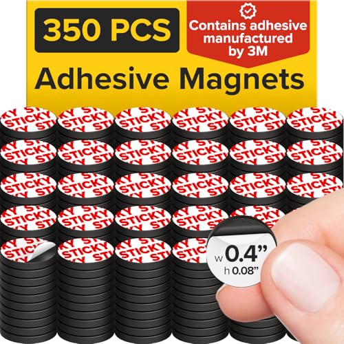 Image of Peel-&-Stick Flexible Adhesive Magnets - 350 pcs (0.4 inchx0.08 inch) Magnetic Dots for Office Supplies, Whiteboard, Crafts, Fridge, & School Projects