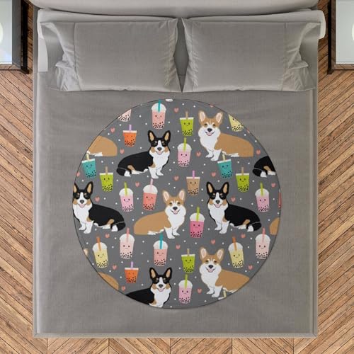 Couverture ronde en flanelle motif animaux de compagnie 140 cm - 8