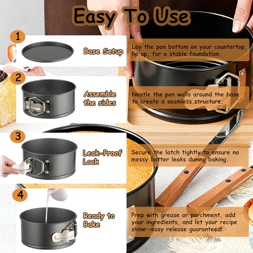 Lepat 6 Inch Spring Form Cake Tin, Non-Stick Round Cake Pan with Loose Base for Easy Release, Round Cake Tin for Baking Cheesecakes, PFOA Free, Grey Fridge and Freezer Safe - Image 6