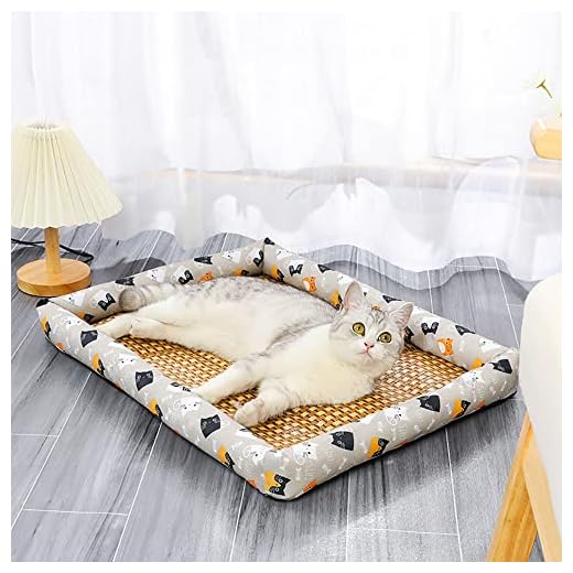 Mumoo Bear Dog Cooling Mat Summer Pet Ice Pad Bed for Cats Small Dogs Cool, Comfortable and Breathable (40 * 50cm, Grey Cat)