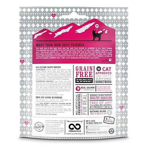 "I And Love And You" Hair Meow't Hearties,Superfood Infused Treats,Grain Free Cat Treats, Salmon Recipe, 4Oz #TOP1