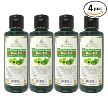 Khadi Pure Herbal Amla & Brahmi Hair Oil, 210 ml (Pack of 4)