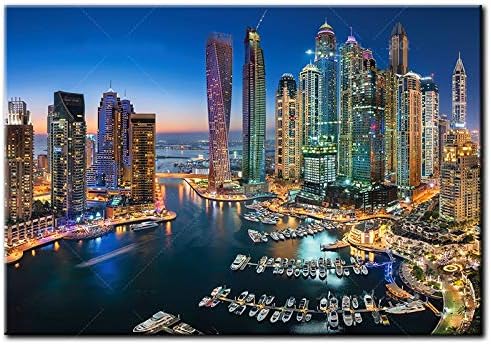 DIY Diamond Embroidery 5D Diamond Painting Cross Stitch Skyscrapers of Dubai Full Square Pictures of Rhinestones Mosaic-Round Drill 40x30cm