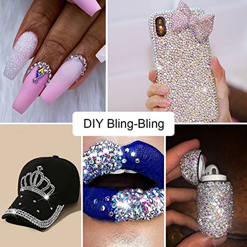 Noverlife 6 Boxes 3D Mixed-Size Nail Art Rhinestones, Iridescent Flatback Nail Beads Crystals For Acrylic Nails, Nail Jewel Gemstone For Diy Crafts Makeup Dressup Manicure Decoration #TOP6