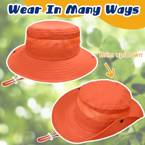 Image of Outdoor Kids Sun Hat for Boys Girls Wide Brim Mesh Bucket Hat UPF 50+ Sun Protection Breathable Summer Fishing Safari Hat