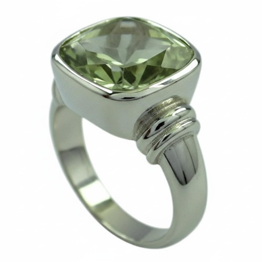 Anelli di Ametista Verde Reale in Argento Sterling con incastonatura a castone per Gioielli di Madreperla