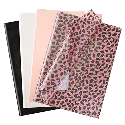 Image of Larcenciel 60 Sheets Leopard Tissue Paper, Metallic Cheetah Gift Wrapping Tissue Paper for Gift Bags & Packaging, Pink Black Art Tissue for Birthday, Bachelor Party, Weddings, Holidays,19.7x13.8inch