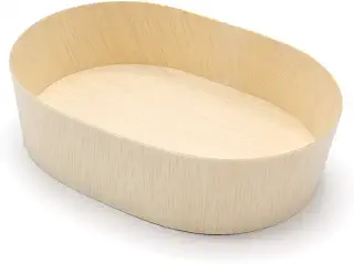 KAYU PACKAGE 楕円 DAEN 木製 容器 Mサイズ 120x170x45mm 1パック 25個 （フタ別売）使い捨て