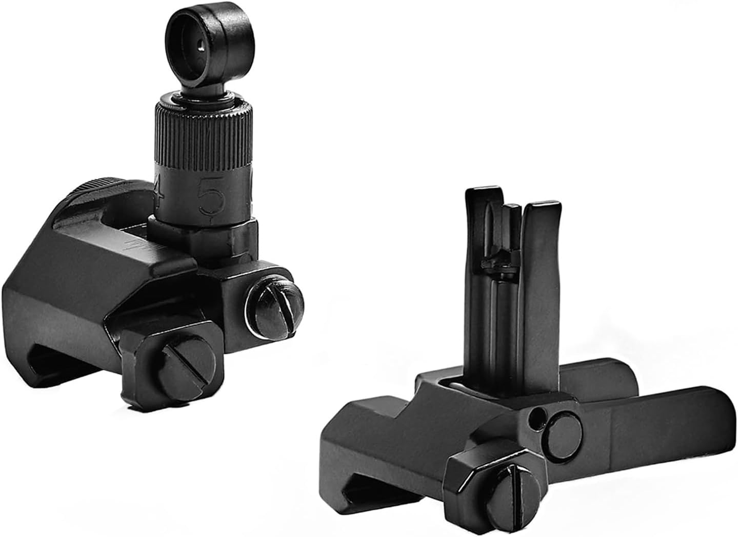 Rapid Transition Backup Metal Sights，KA600 Flip Up Fold Front and Rear Iron Sights Set，Left Right Adjustable Rotate，for 20mm Rail