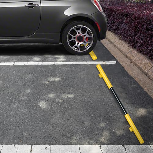 Miniatura 7 de Uisebrt Tope De Garaje Anfahrschutz Radstopp-Limitación De Aparcamiento De Acero Asistente De Estacionamiento Tope De Rueda Para Estacionamientos Comerciales, Privados, Garajes, Negro-Amarillo