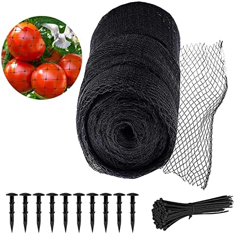 GJSIMON Pond Net Kit 13x32.8 ft, Heavy-Duty Woven Fine Mesh Cover, Suitable for Pond Leaves, Protect Koi Carp from Birds and Cats, Durable Swimming Pool Protection Net(10 Stakes & 50 Cable Zip Ties)