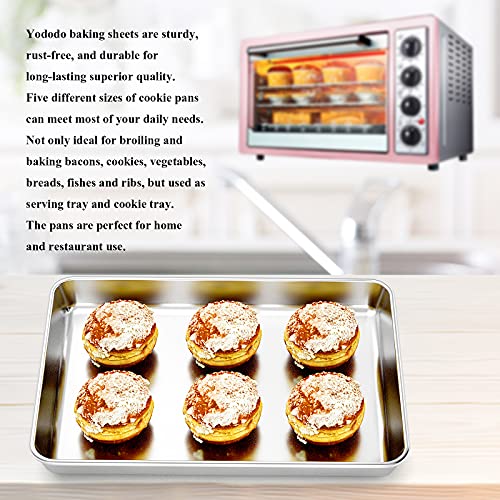 Baking Sheet With Silicone Mat Set, Yododo Set Of 4 (2 Sheets + 2 Mats), Stainless Steel Cookie Sheet Baking Pan Tray With Silicone Mat, Non Toxic & Heavy Duty & Easy Clean - Size Of 9 Inch #TOP5