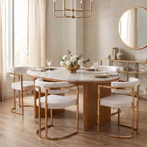 Hyfirm Barrel Dining Chairs Set of 2, Modern Upholstered Belvet Dining Room Chairs with Armrests Gold Metal Legs, Accent Kitchen Chair for Restaurant Living Room, Black