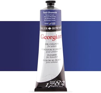 Daler Rowney Georgian Oil Paint French Ultramarine 225ml Tube - Art Paints for Canvas Paper and More - Oil Painting Supplies for Artists and Students - Artist Oil Paint for Any Skill Set