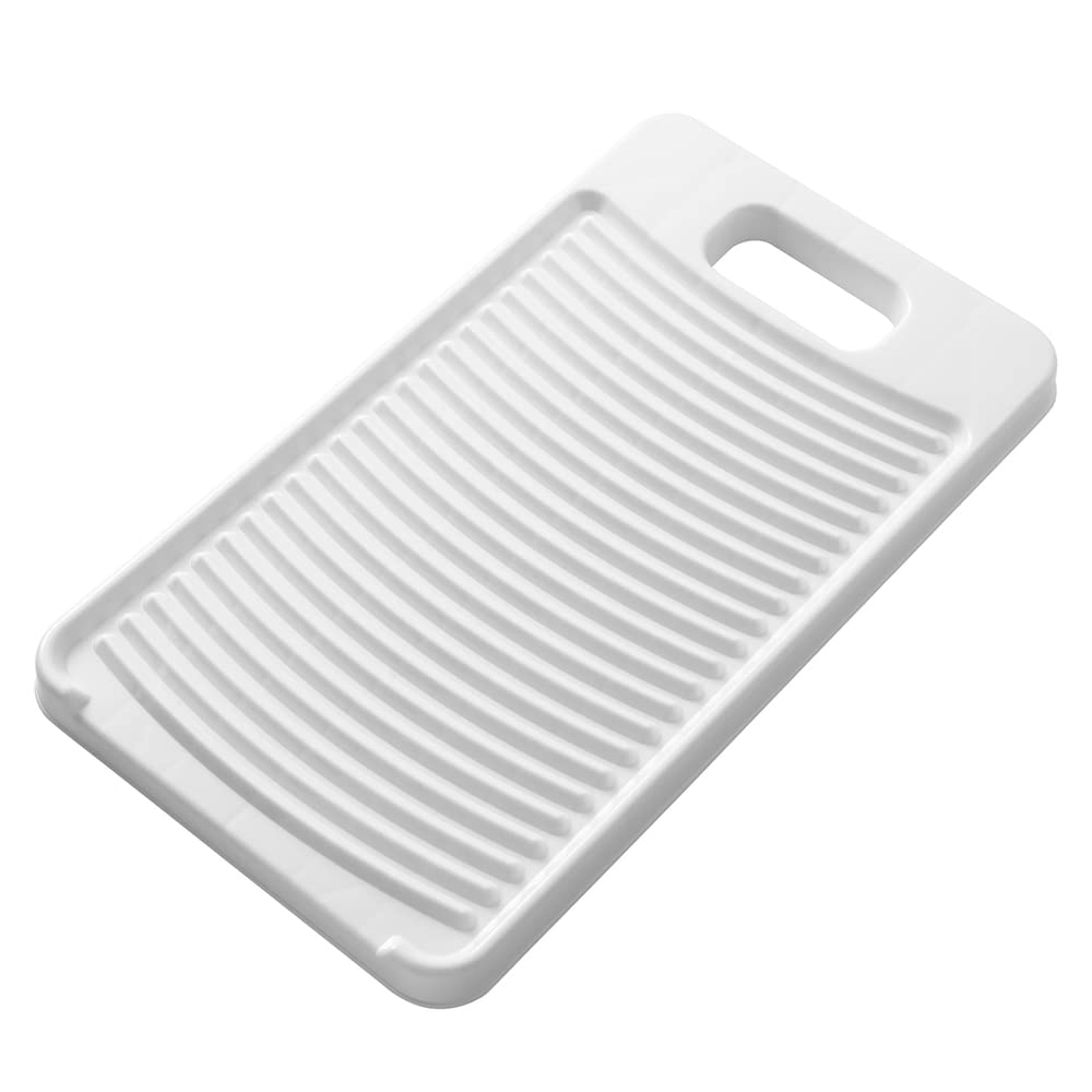 Tabla de lavado antideslizante para colgar, con trípode fijo de plástico grueso, herramienta de limpieza de ropa (blanco)