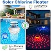 LanSuper 2025 Upgrade Pool Chlorine Floater, Chlorine Floaters with Marquee Light, Button Control Floating chlorines Dispenser for Pools,Adjustable Flow Chlorines Floaters,Pools Chlorinator-Blue