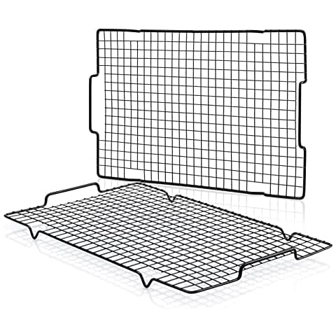 HULISEN Cooling Rack 2 Pack - 16" x 10", Nonstick Baking Rack with Handle fits Half Sheet Pan, Cookie Cooling Racks for Baking and Cooking, Wire Smoker Racks for Grilling, Oven Safe Cover