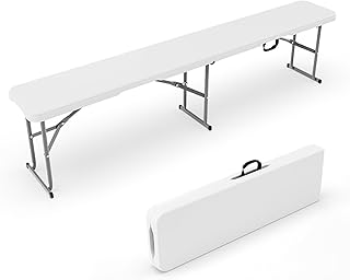 Bonnlo 1er Klappbank – Gartenbank Wetterfest aus Kunststoff, Sitzbank Flur, Bierbank, ideal für Garten, Camping & Outdoor, 182 x 28 x 43 cm, Weiß