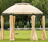 Outdoor Round Gazebo, Patio Dome Gazebo with Removable Curtains, Soft Top Gazebo Canopy Tent for Backyard, Garden