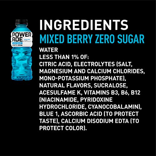 Powerade Zero, Zero Calorie Electrolyte Enhanced Sports Drinks, Mixed Berry, 20 Fl Oz, 8 Pack #TOP7