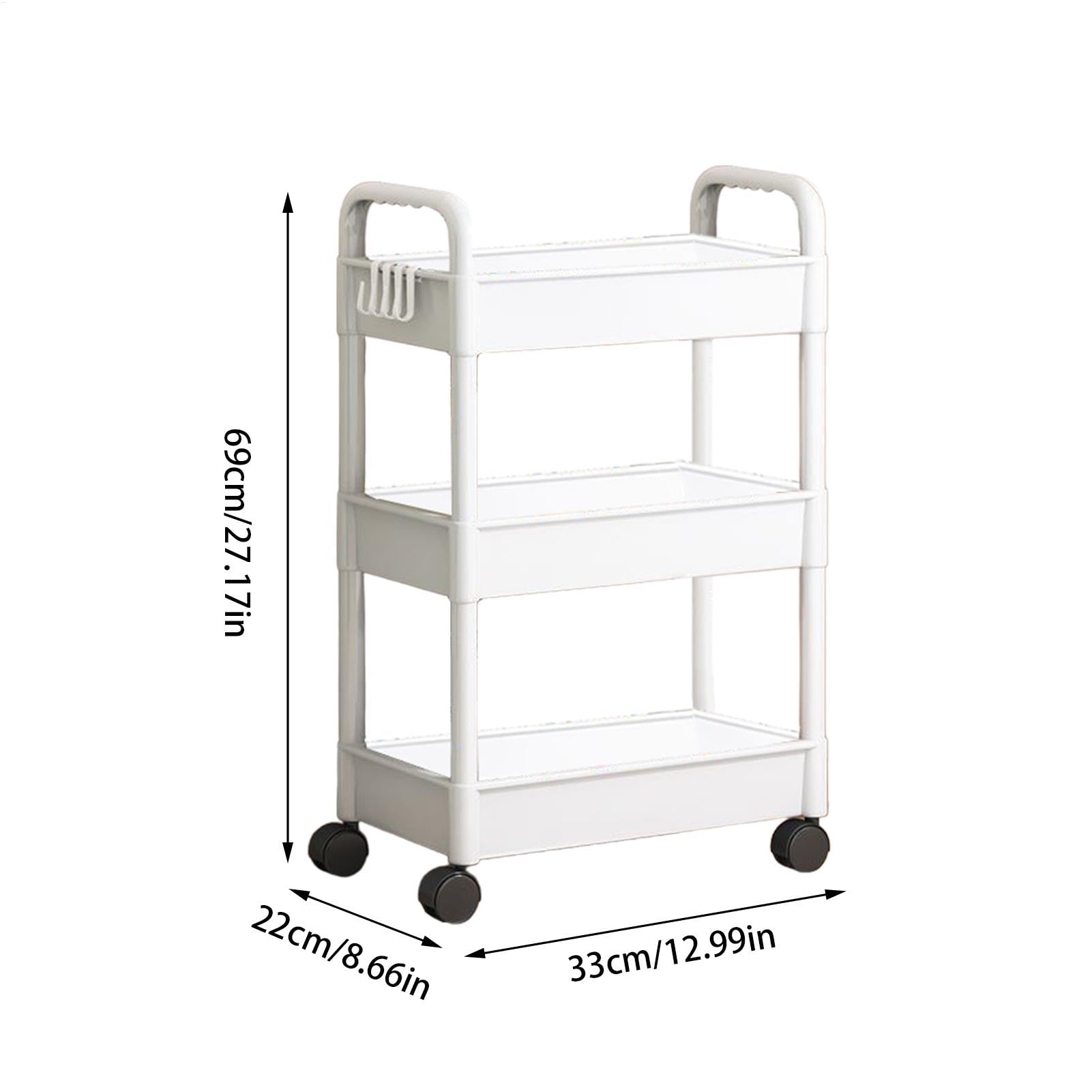 Bibliothèque mobile avec roulettes – Chariot de bibliothèque mobile – Chariot utilitaire rotatif à 3 niveaux – Chariot de rangement pour bureau et maison