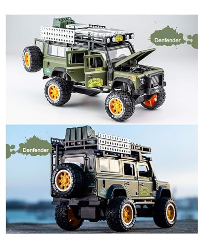 Image of 1:24 Camel Trophy Defender Die-Cast Model Car - Alloy Off-Road SUV Toy with 6 Openable Doors, Pull-Back Action & Detailed Interior [ Colour As Per Stock ]